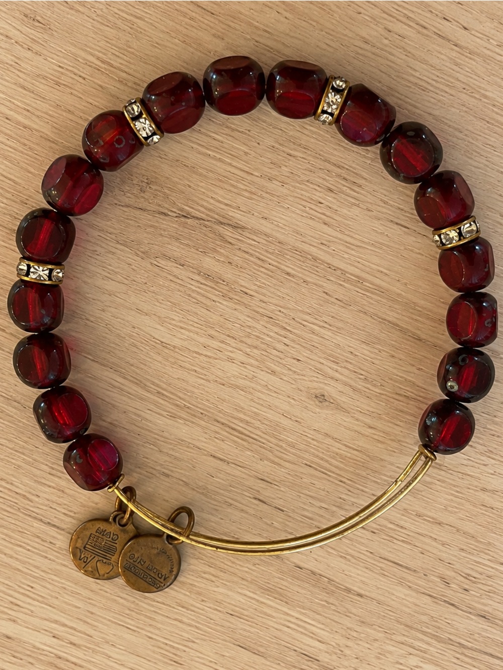 ALEX AND ANI Crimson Red Eden Beaded Vintage Bangle - Eden’s Equinox Collection